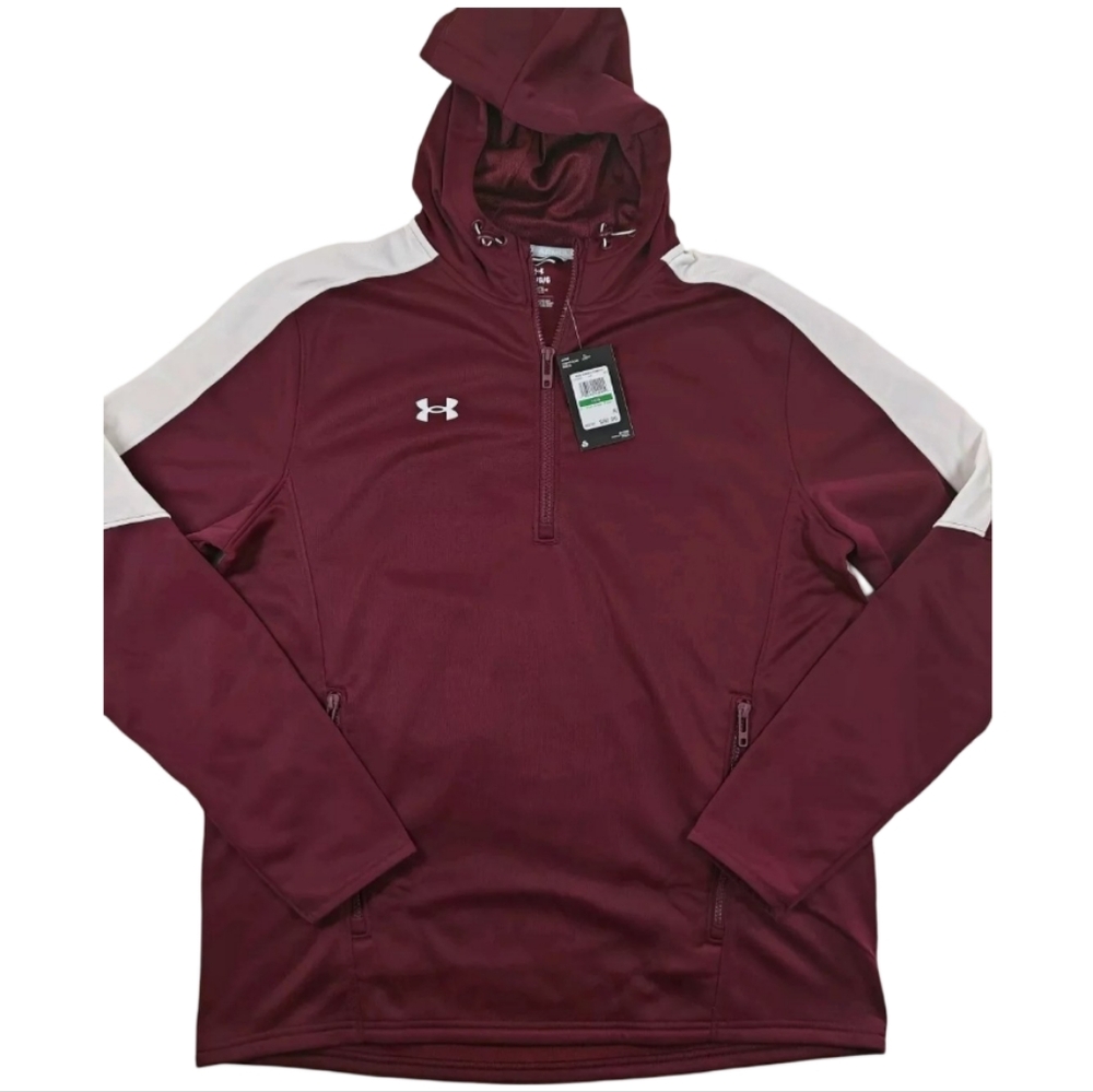 Under Armour Men's Storm Armour Fleece Hoodie Maroon/White Size Large NWT